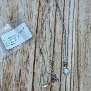 NWT Ryze Party Dainty Necklace .925 Sterling Silver Lab Created White Opal